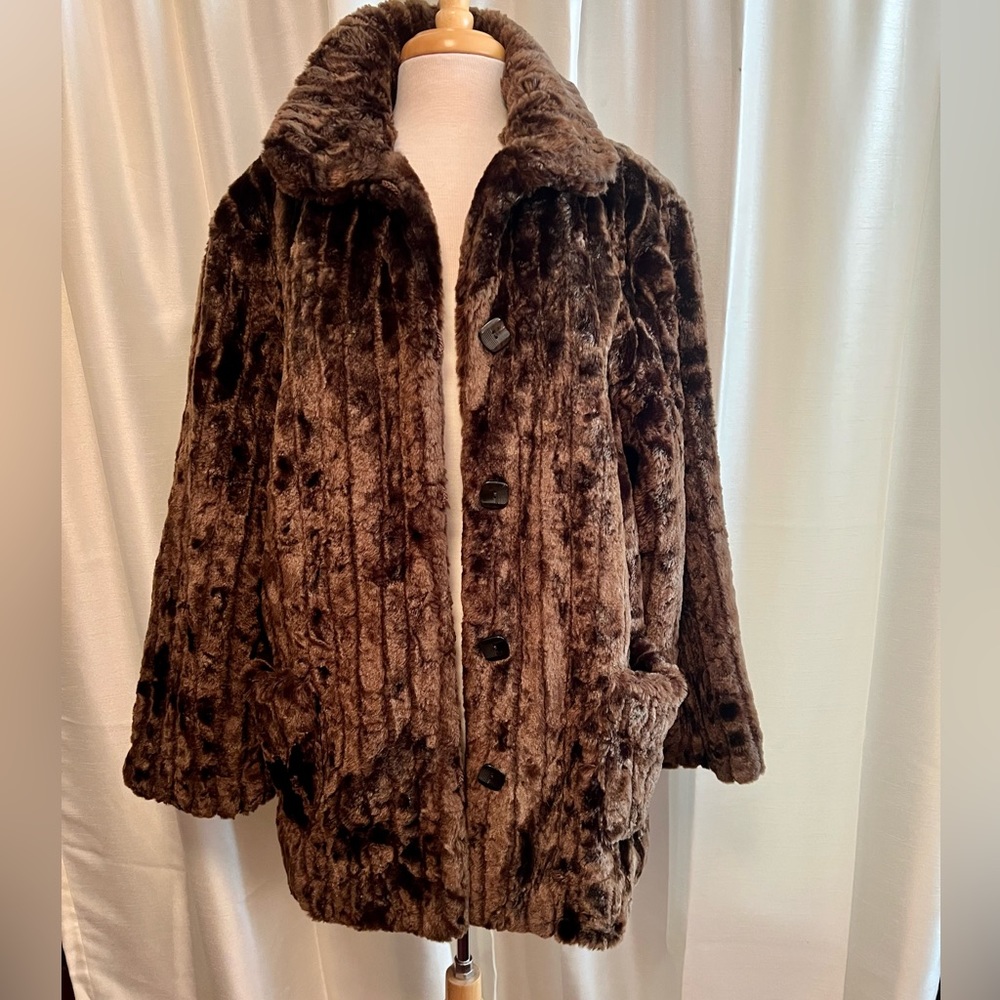White Stag brown vintage faux fur coat NWT size 2X